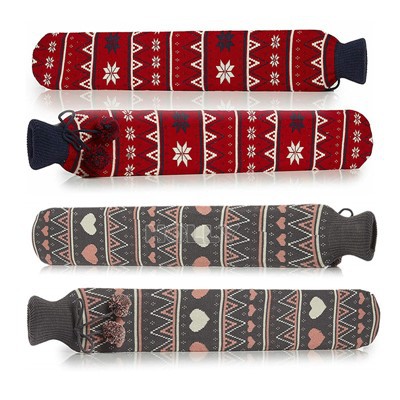 Gwddf Potel Dwr Poeth Hir Gorchudd Gwau Rwber